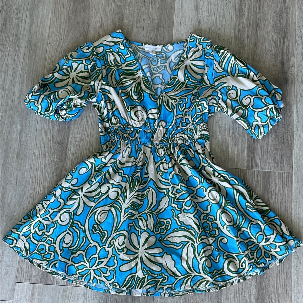 Sincerely Jules Blue and Green Patterned Dress